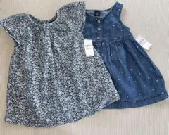 BabyGAP花柄とドットデニムのワンピースセット80cm新品オーバーパンツ付き