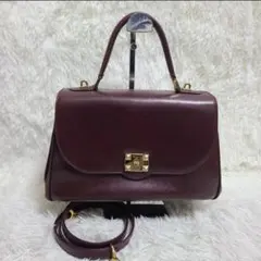 バリー ハンドバッグ 2way ターンロック レザー ボルドー 斜め掛け