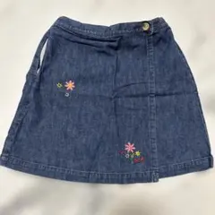 ミキハウス　デニム花柄刺繍スカート