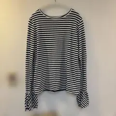 スローブイエナ　袖口フリルボーダートップス　フリー