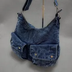 11747391購入】half moon denim shoulder bag - メルカリ