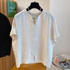 シンプル 3色展開 ブラウス ゆったり系 V字襟 カジュアル 大きいサイズ