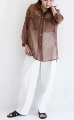 美品　ballsey シャンブレーオーガンジー CPOシャツ　シアーシャツのサムネイル