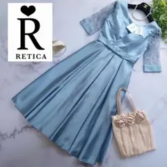 【未使用タグ付】レティカ ミディアムドレス リボン 刺繍 レース M ワンピース