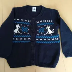 プチバトー　ニットカーディガン86cmネイビー