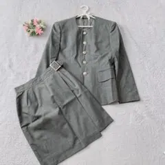 ２点【ヒズミス】ノーカラージャケット 銀ボタン ラップスカート