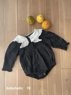 bebeholic Sサイズ　黒　襟　ロンパース　ハロウィンに