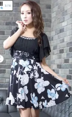 花柄フレア Aラインミニドレス Sサイズ