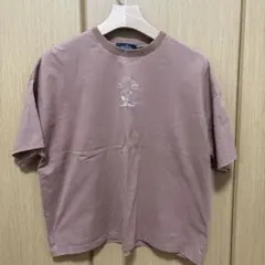 SNOOPY 刺繍 Tシャツ スモーキーピンク ユニクロスヌーピー2点セットのサムネイル