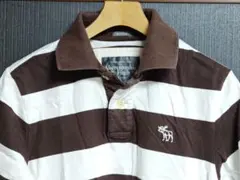 当時物 アバクロ 半袖ボーダーポロシャツ ブラウン Mサイズ