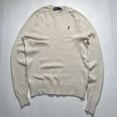 ラルフローレン コットンニット XL アイボリー ワンポイント 刺繍 7186