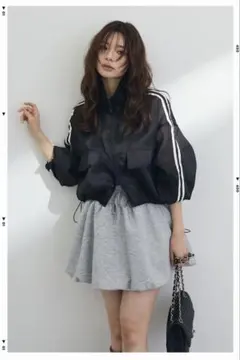 シアーオーガンジーサイドラインショートブルゾン 黒　frene 好きな方のサムネイル