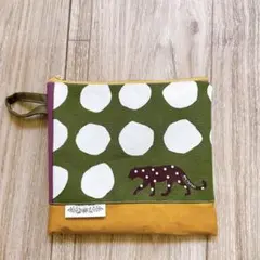 ⭐️ハンドメイドポーチ⭐️ 帆布フラットポーチ⭐️echino エチノ⭐️パンサー