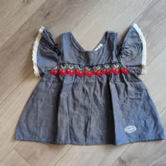 メゾピアノ✩mezzo piano 刺繍入りチュニック チェリー 120