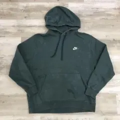 古着 00年代 NIKE ナイキ スウェットパーカー XLグリーン ワンポイント