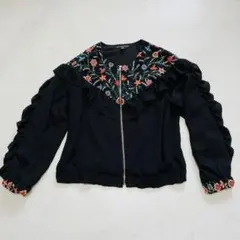 ZARA TRF 刺繍 フリル ジャケット Mサイズ（B370）