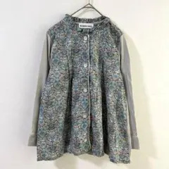 5490 KINDCARE リバティ　異素材カットソー　長袖　花柄　Ｓ　レース