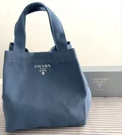 【新品】PRADA ノベルティ トートバッグ ランチバッグ くすみブルー 未使用のサムネイル