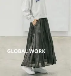 GLOBAL WORK エアリーリラックスシャイニースカート　レギュラー丈