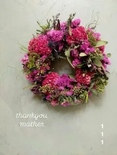 111.【母の日✕リース】ドライフラワー リース プレゼント ピンク