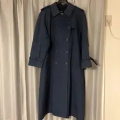 LONDON FOG ダークブルー トレンチコート ウエストベルト付き