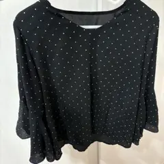水玉シャツ　ブラウス　五分袖　M