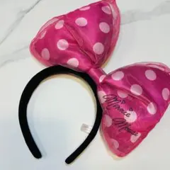 ディズニーリゾート　ミニー　ビッグリボン　ドット　リボン　カチューシャ　ピンク