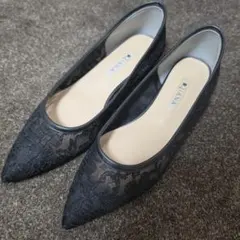 DIANA レース フラットシューズ ブラック 23.5cmのサムネイル