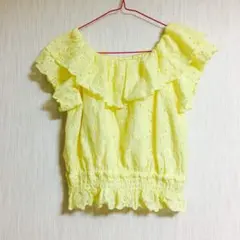 イエロー＊花柄ブラウス