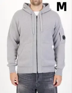 美品C.P. COMPANY リブニットジップフーディー グレー M