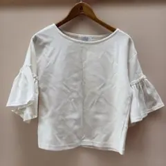 LOWRYS FARM アイボリー フリル袖 Tシャツ M