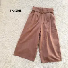 イング ガウチョパンツ ワイド ベルト付き M キャメル ハイウエスト きれいめ