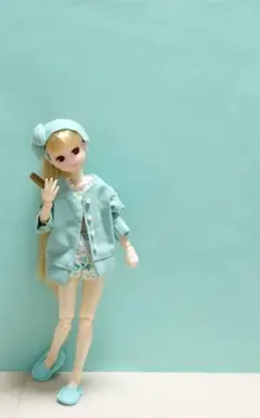 ルームウェア　ミントグリーン　花柄♡22センチドール服のサムネイル
