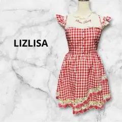 リズリサ ギンガムいちごワンピース 赤 白 フリー 美品　LIZLISAのサムネイル