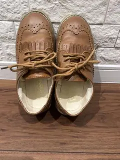 ブラウンレザー フリンジ付きオックスフォードシューズ　キッズフォーマル