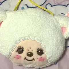 白モンチッチのポーチ ヒモ付きチャック付き新品未使用