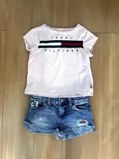 トミーヒルフィガー Tシャツ4T & ポロ デニムパンツ5T セット