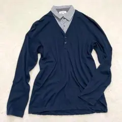 ザショップTK◇重ね着風ニット ストライプ レイヤード リブ 綺麗め L