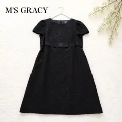 M'S GRACY ジャガード ワンピース リボン ブラック 24SSのサムネイル