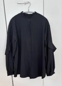 GU ラッフルスリーブブラウス　ブラックL