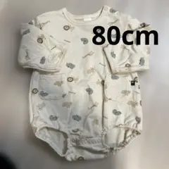 【最終価格】フタフタ　動物柄長袖ロンパース 80