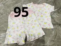 ベビーパジャマ 上下セット 腹巻付き　95cm フラミンゴ　ピンク　女の子