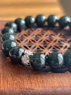 翡翠 ブレスレット✨上品な深緑 幸運 祈願 精神安定 |10mm|内径16cm