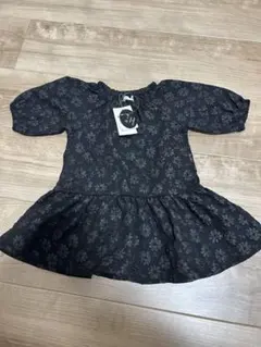 花柄ブラックワンピース 100cm 七分袖 b.+A ジャガードワンピース