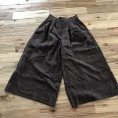 ブラウン系チェック ワイドパンツ Mサイズ