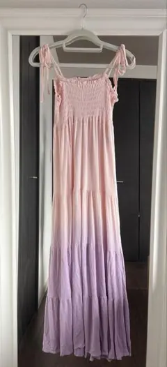 ジェラートピケ　キャミワンピース ピンク紫グラデーション　レーヨン100%