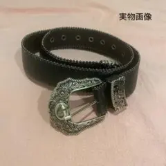 値下げ★メンズ ベルト クロコダイル ウエスタン ブラック シルバー レトロ