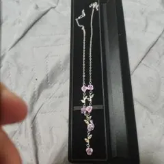 新品☆ピンクオパールのお花ロングネックレス 62cm ハンドメイド 恋愛