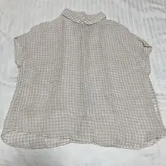 Veritecoeur ★バックボタンリネンブラウス Fギンガムチェックのサムネイル