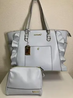 & chouette トートバッグ ポーチ付き ライトブルー